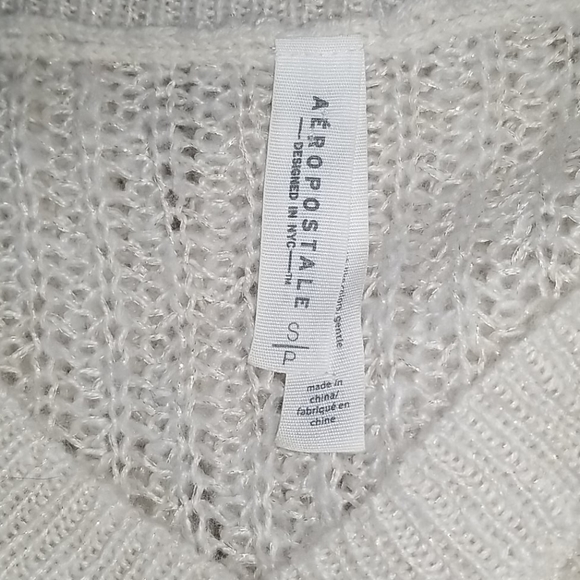 Aeropostale Knit Sweater Cream & Metallic Sm - Picture 8 of 8